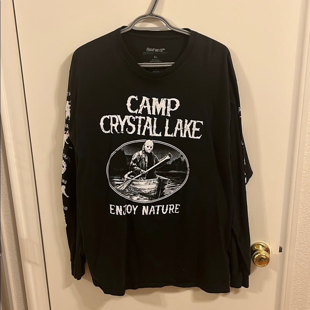 Black Long Sleeve Tee with Camp Crystal Lake Graphic